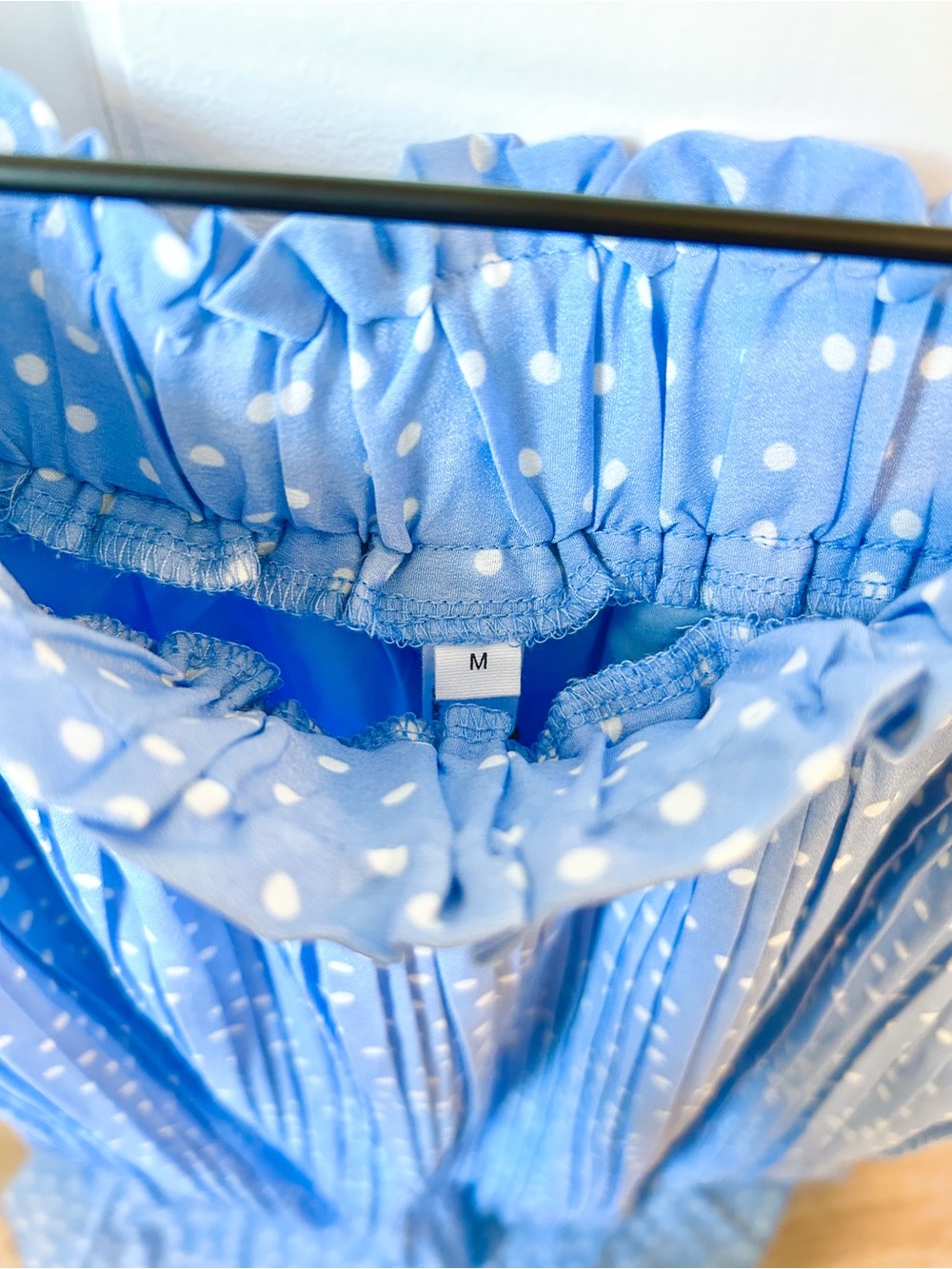 NWT Blue Polka Dot Pleated Midi Skirt - Size M - Picture 4 of 5